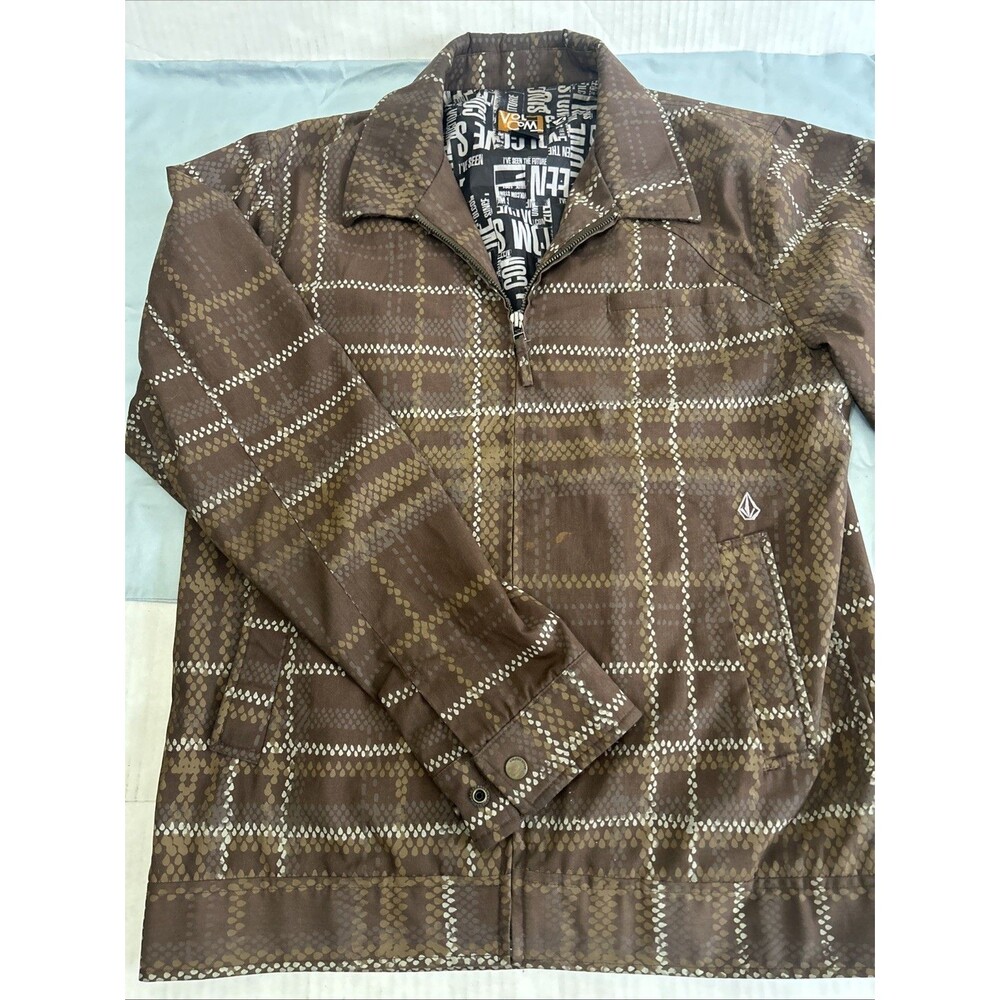 Vintage Y2K Volcom Ski Jacket Womens M Brown Geometric Snow Sports